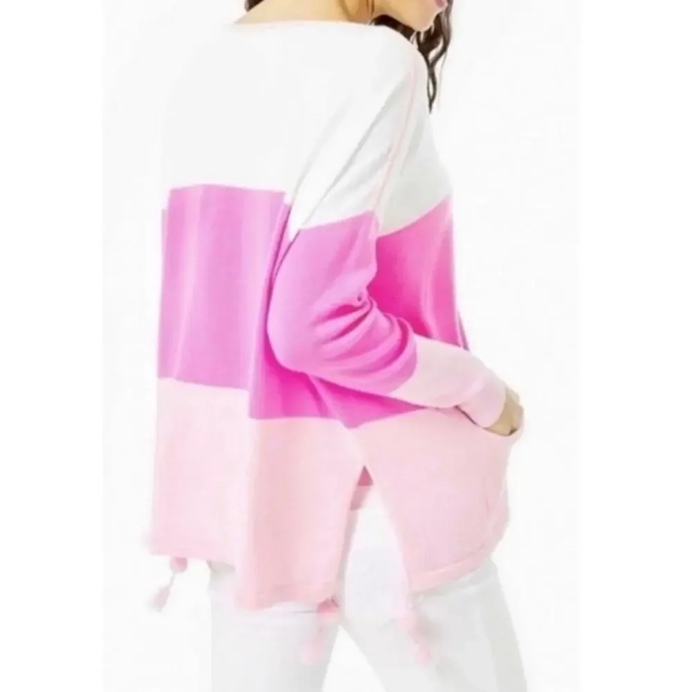 Lilly Pulitzer NWT Women's Westwood TricolorCoolmax Sweater Pink/White Size XL